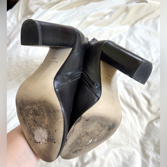 Leather Braided Saks Fifth Avenue Black Boots - Picture 5 of 5